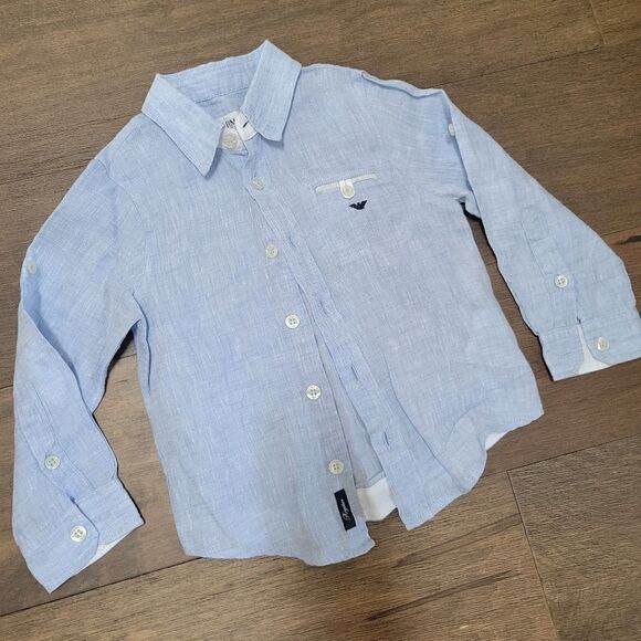 New Armani Junior Linen boys shirt size 2T - Picture 2 of 12